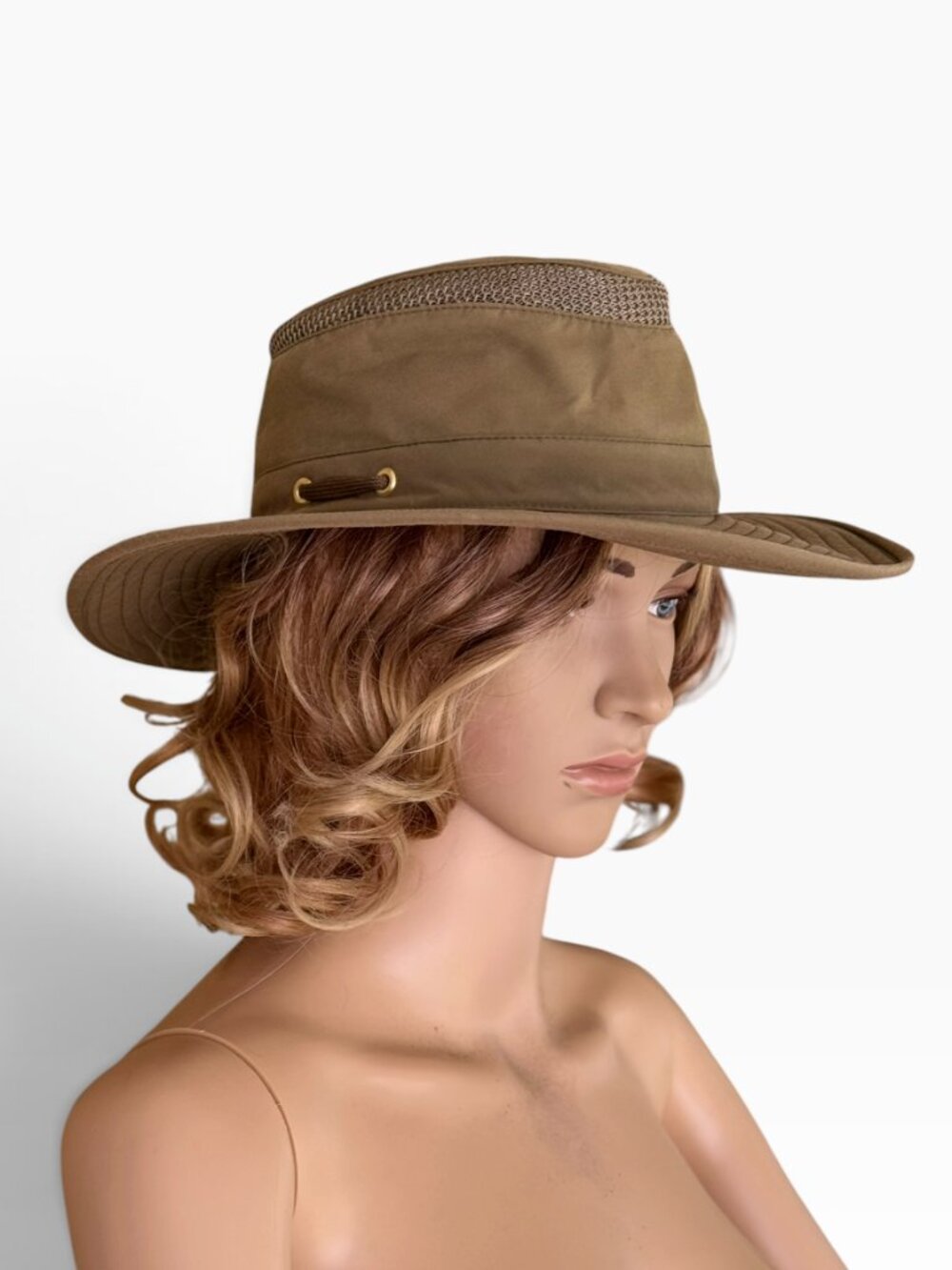 Tilley LTM6 Airflo Sun Hat Khaki Olive Colorway Mesh Band Nylon UPF 50 Size 7